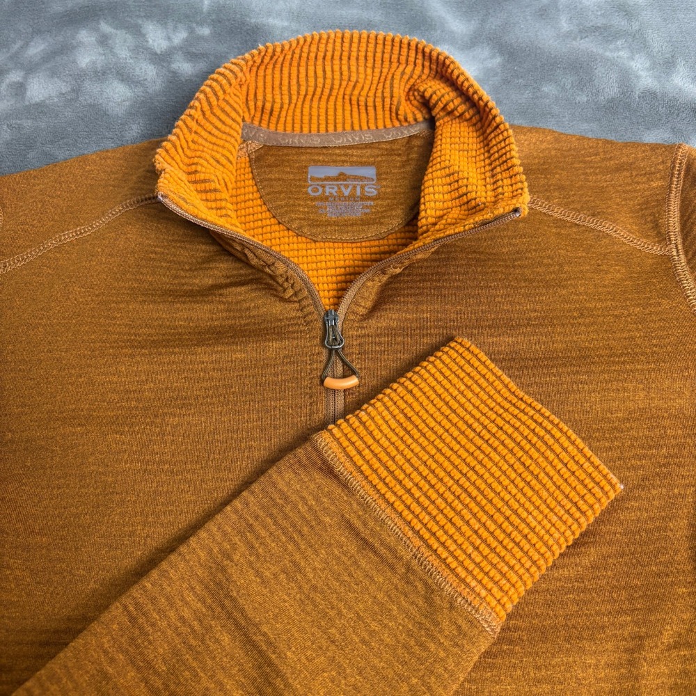 Orvis Women's Medium Marigold Quarter Zip Pullover Thumbhole Gorpcore Hiking